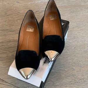 DV by Dolce Vita Women's Black Suede Flats with Silver Toe, Size 9.5